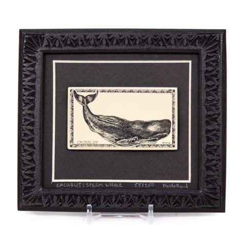 "Cachalot: Sperm Whale" Large Chip Carved Frame