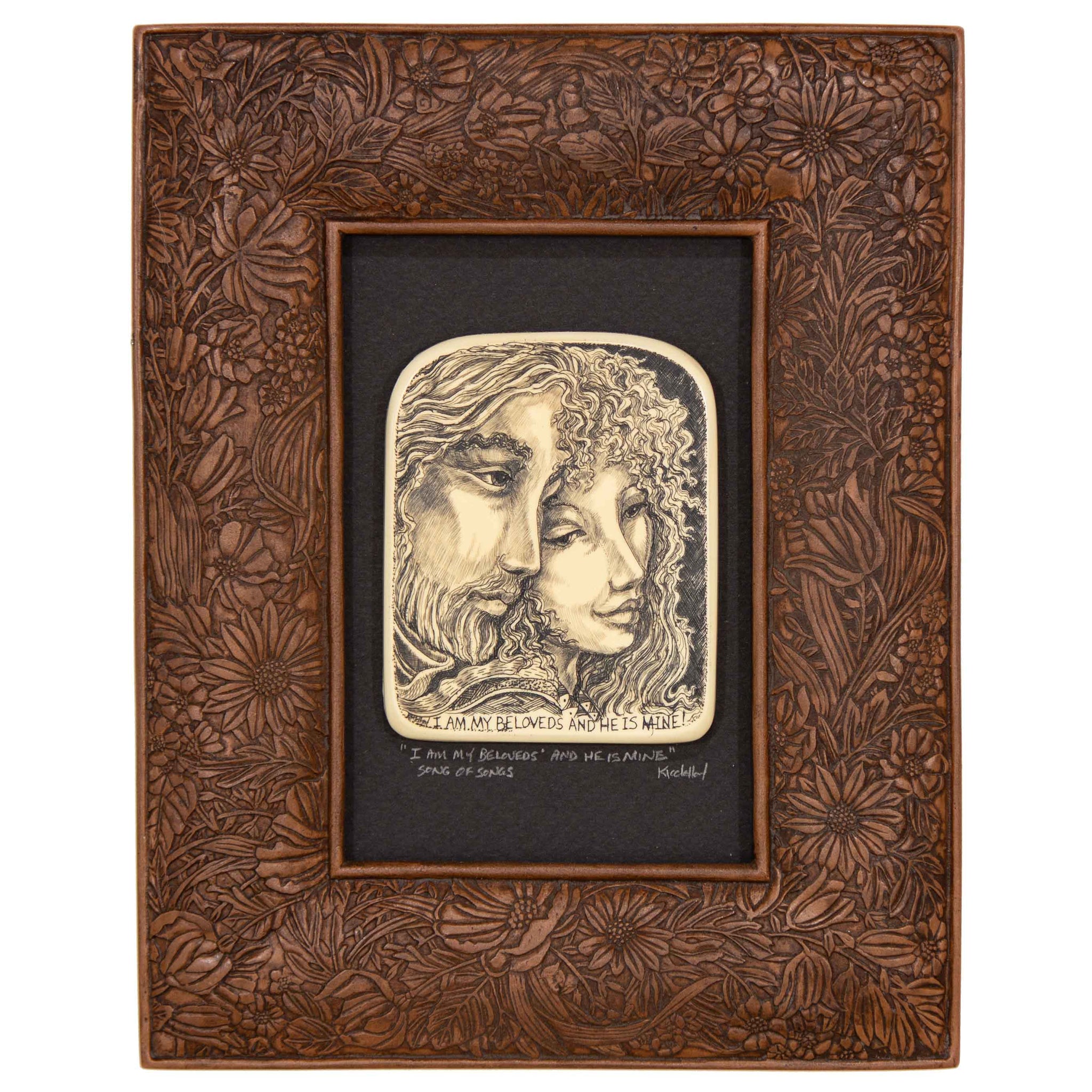 "I Am My Beloved's and He is Mine" Large Chip Carved Frame