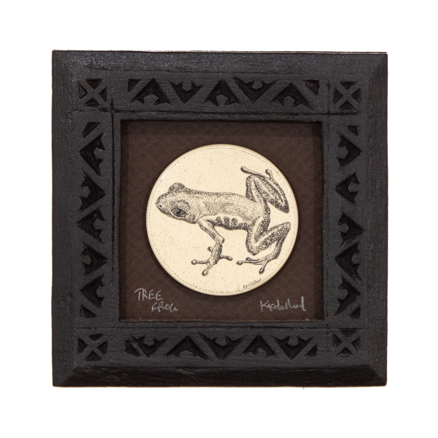 "Tree Frog" Small Chip Carved Frame