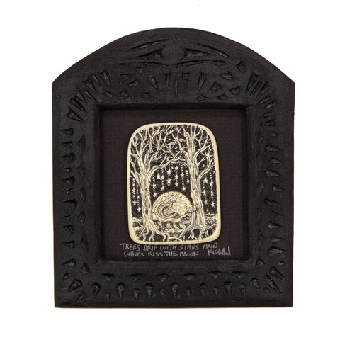 "Trees Drip with Stars and Waves Kiss the Moon" Small Chip Carved Frame