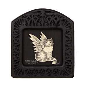 "Cats Want Wings!" Small Chip Carved Frame