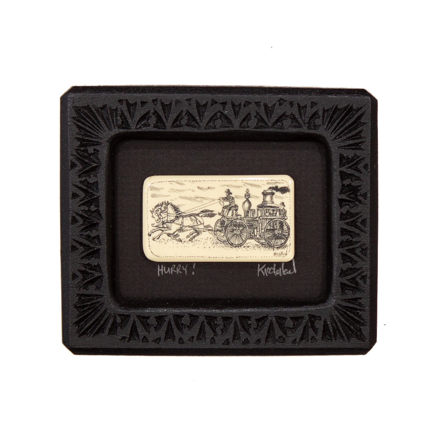 "Hurry!" Small Chip Carved Frame