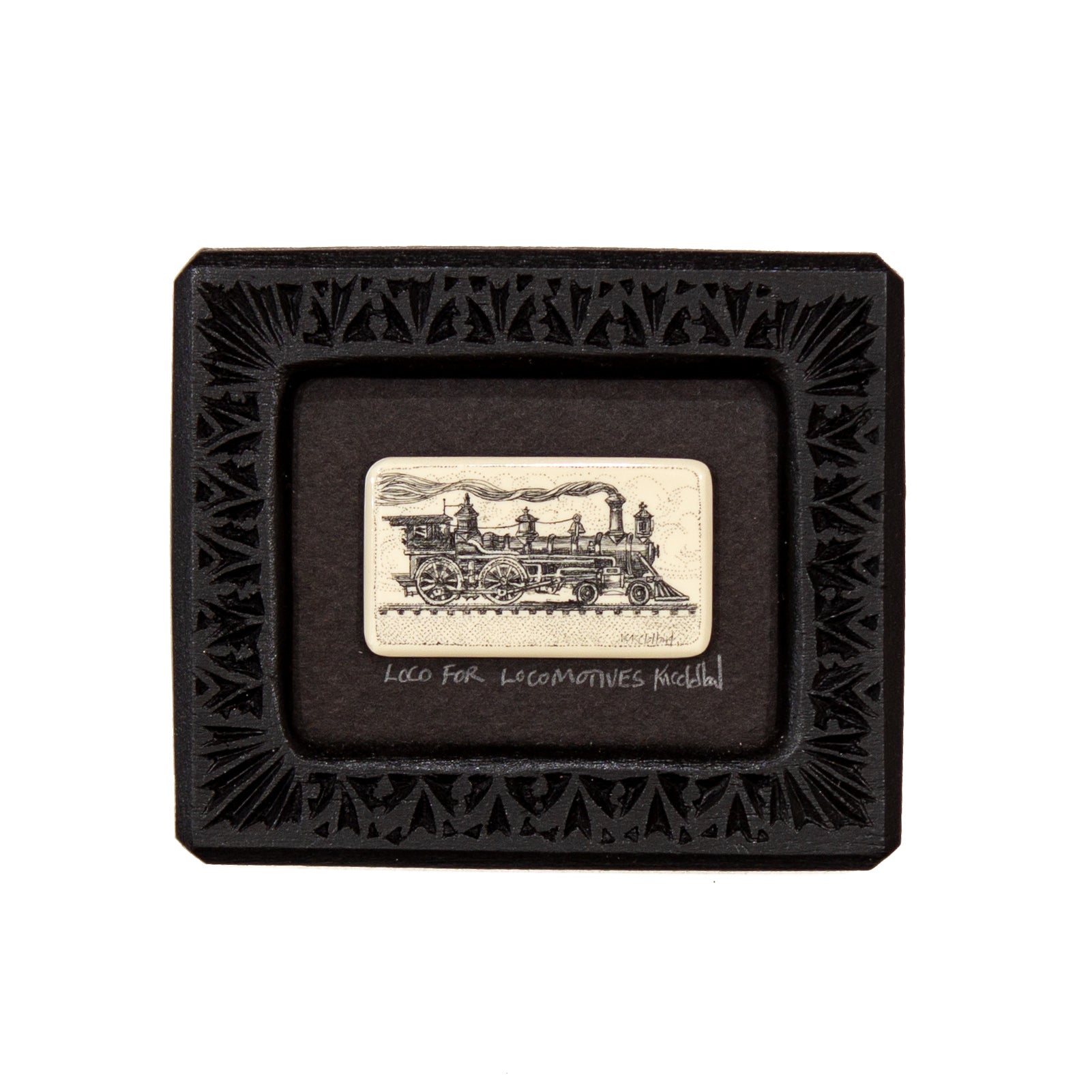 "Loco for Locomotives" Small Chip Carved Frame