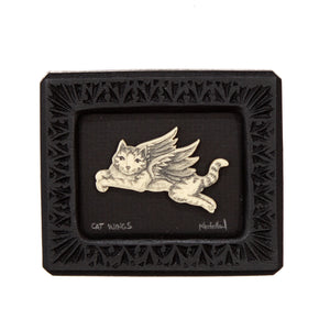"Cat Want Wings" Small Chip Carved Frame