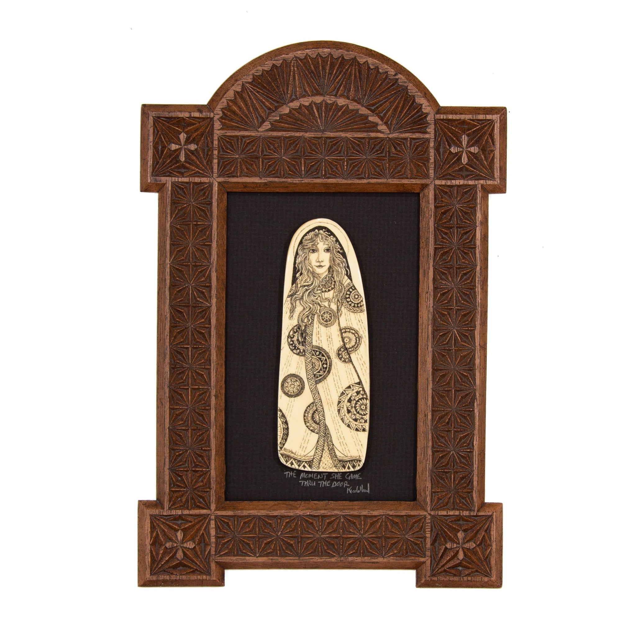 "The Moment She Came Thru the Door" Large Chip Carved Frame
