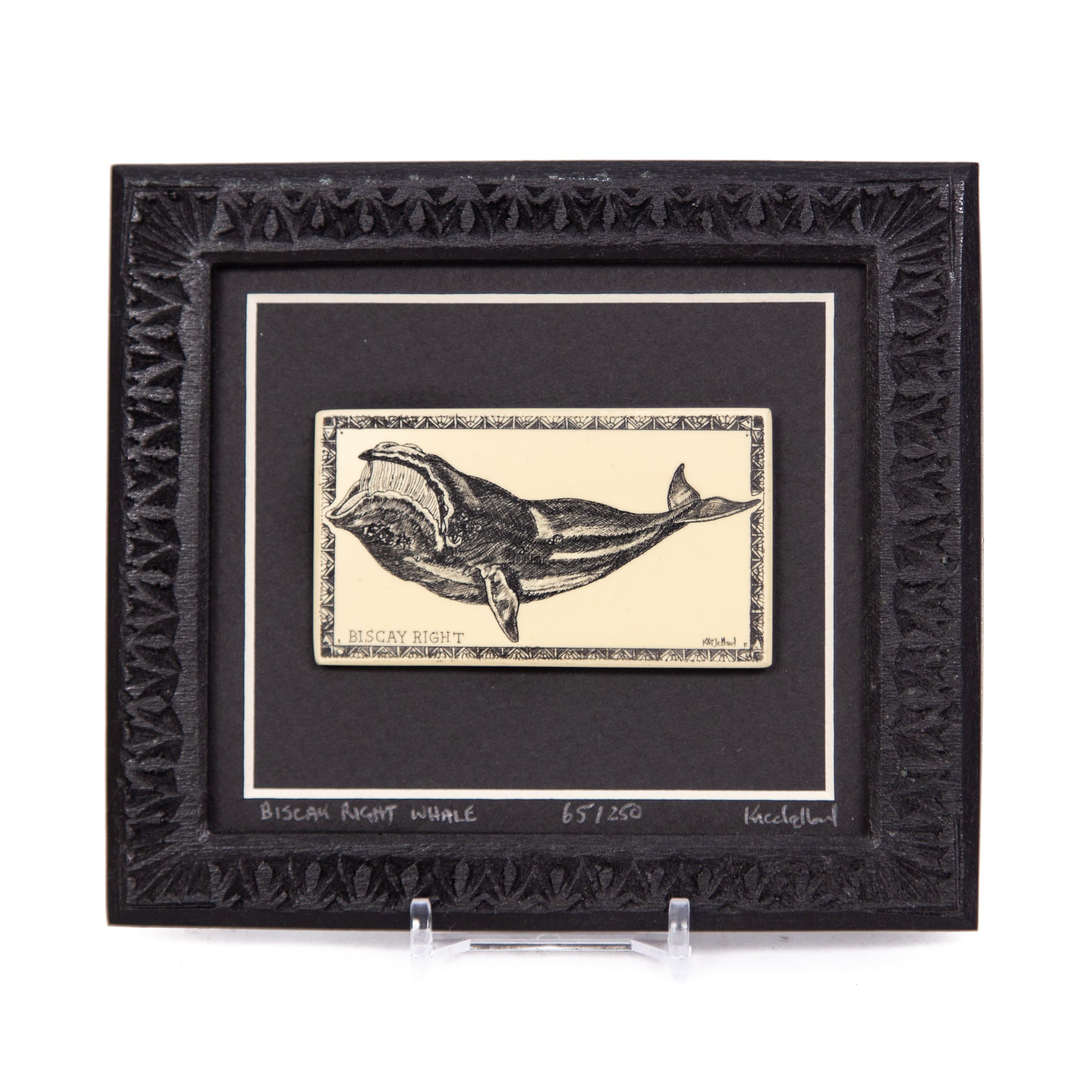 "Biscay Right Whale" Large Chip Carved Frame