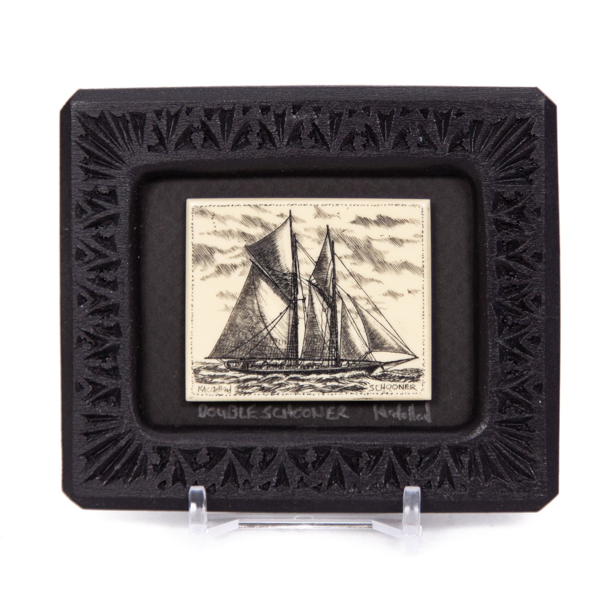 "Double Schooner" Small Chip Carved Frame