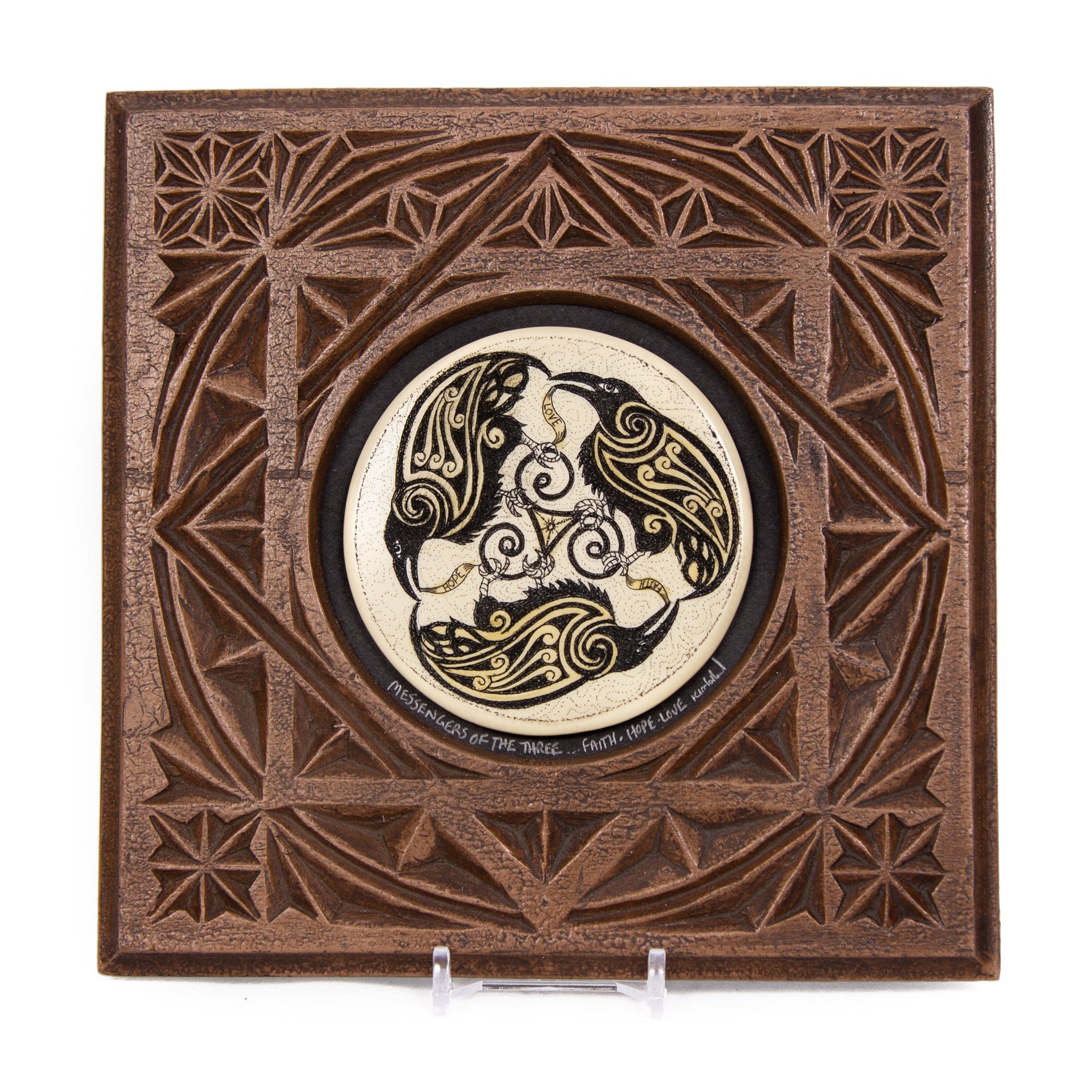 "Messengers of the Three... Faith - Hope - Love" Large Chip Carved Frame