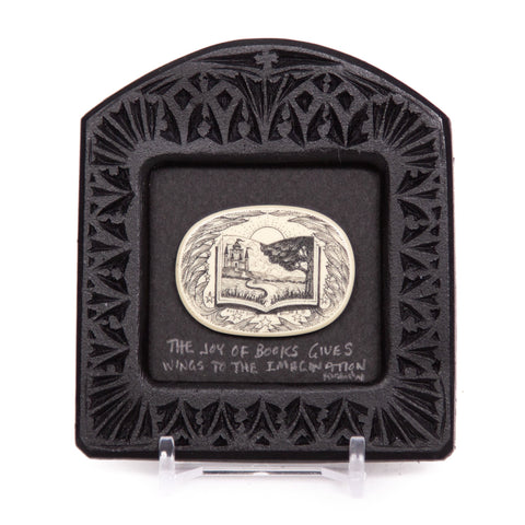 "The Joy of Books Gives Wings to the Imagination" Small Chip Carved Frame