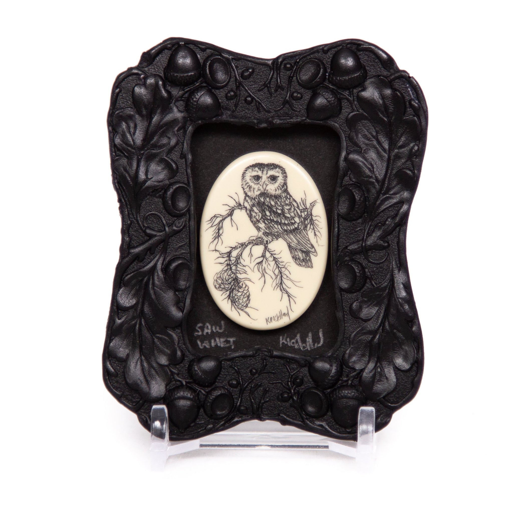 "Saw-Whet Owl" Mini Chip Carved Frame